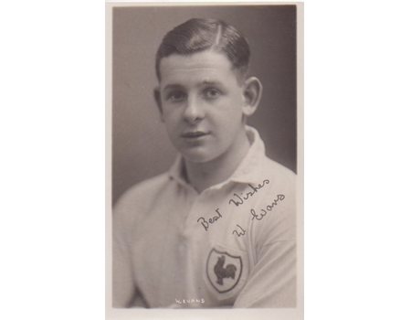 WILLIE EVANS (TOTTENHAM HOTSPUR & WALES) SIGNED FOOTBALL POSTCARD