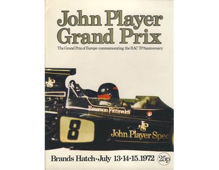 BRITISH GRAND PRIX 1972 MOTOR RACING PROGRAMME