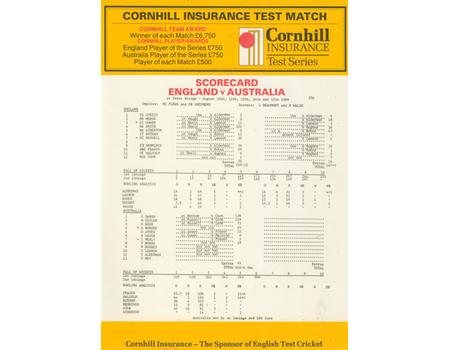 ENGLAND V AUSTRALIA 1989 (TRENT BRIDGE) SCORECARD