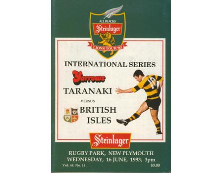 TARANAKI V BRITISH ISLES 1993 (1ST TEST) RUGBY PROGRAMME