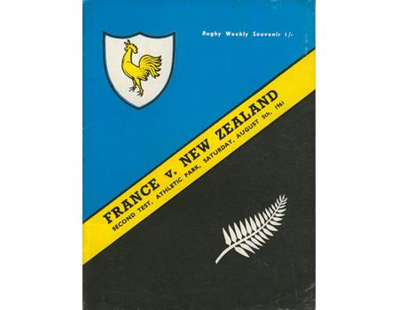 NEW ZEALAND V FRANCE 1961 (2ND TEST) RUGBY PROGRAMME