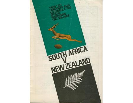 NEW ZEALAND V SOUTH AFRICA 1965 (3RD TEST) RUGBY PROGRAMME