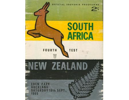 NEW ZEALAND V SOUTH AFRICA 1965 (4TH TEST) RUGBY PROGRAMME