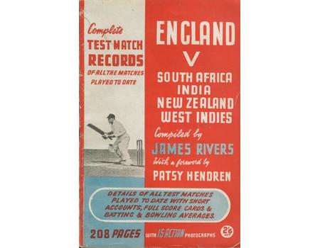 ENGLAND VERSUS SOUTH AFRICA, INDIA, NEW ZEALAND, WEST INDIES - COMPLETE TEST MATCH RECORDS