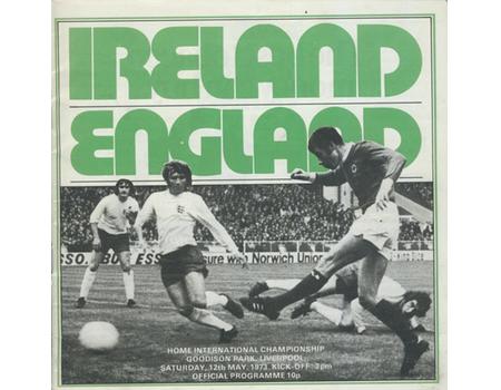 ENGLAND V IRELAND 1973 FOOTBALL PROGRAMME