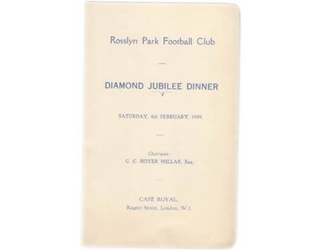 ROSSLYN PARK R.F.C. 1939 RUGBY MENU CARD - DIAMOND JUBILEE