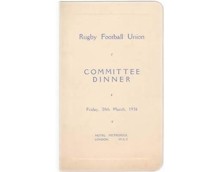 RUGBY FOOTBALL UNION 1936 DINNER MENU