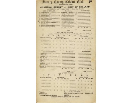 NOTTINGHAMSHIRE V REST OF ENGLAND 1929 CRICKET SCORECARD