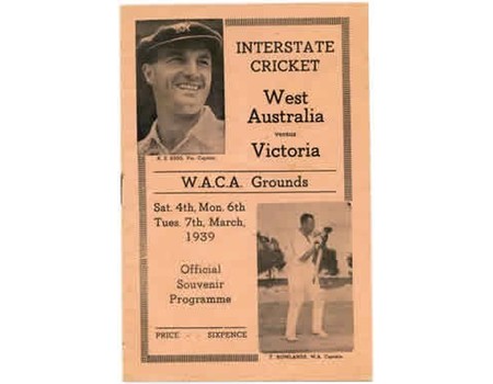 WEST AUSTRALIA V VICTORIA 1939 (WACA) CRICKET PROGRAMME