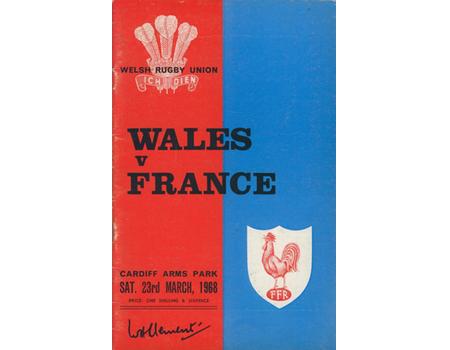 WALES V FRANCE 1968 RUGBY PROGRAMME (FRANCE