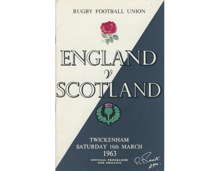 ENGLAND V SCOTLAND 1963 RUGBY PROGRAMME