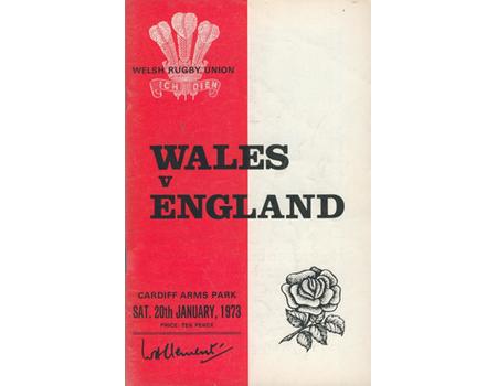 WALES V ENGLAND 1973 RUGBY PROGRAMME