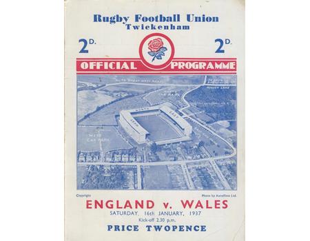 ENGLAND V WALES 1937 RUGBY PROGRAMME