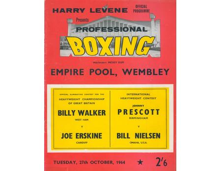 BILLY WALKER V JOE ERSKINE 1964 BOXING PROGRAMME