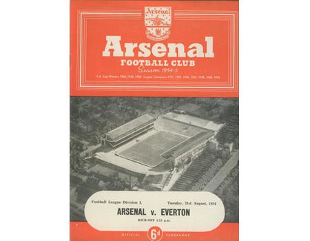 ARSENAL V EVERTON 1954-55 FOOTBALL PROGRAMME