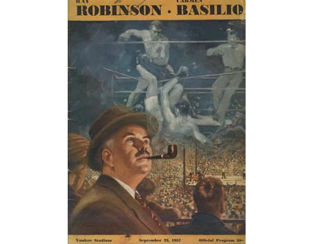 SUGAR RAY ROBINSON V CARMEN BASILIO 1957 BOXING PROGRAMME