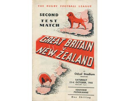 GREAT BRITAIN V NEW ZEALAND 1965 (2ND TEST) RUGBY LEAGUE PROGRAMME