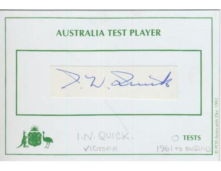 IAN QUICK (VICTORIA AND AUSTRALIA) CRICKET AUTOGRAPH