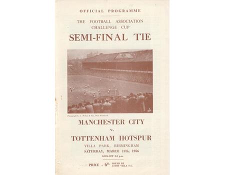 MANCHESTER CITY V TOTTENHAM HOTSPUR 1956 F.A. CUP SEMI-FINAL FOOTBALL PROGRAMME