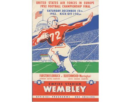 US AIR FORCES IN EUROPE 1952 AMERICAN FOOTBALL CHAMPIONSHIP FINAL - WEMBLEY STADIUM