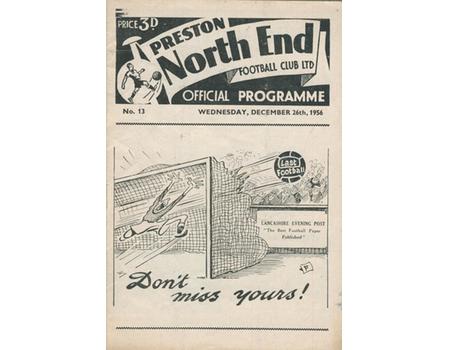 PRESTON NORTH END V BURNLEY 1956-57 FOOTBALL PROGRAMME