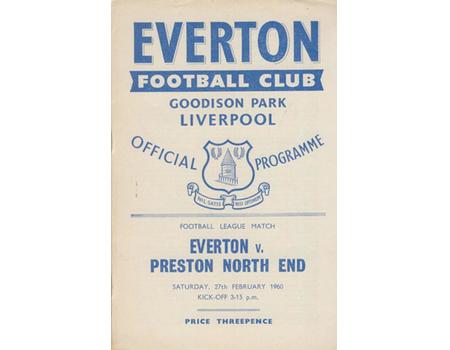 EVERTON V PRESTON NORTH END 1959-60 FOOTBALL PROGRAMME