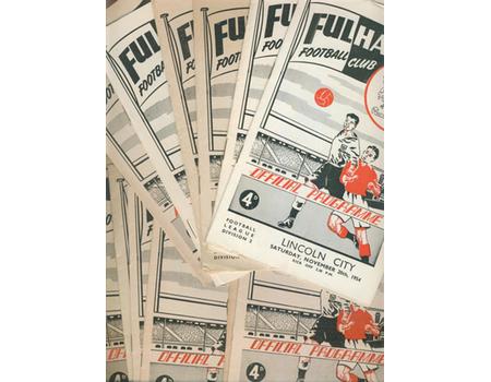 FULHAM FOOTBALL PROGRAMMES 1954 TO 1960  - 13 IN TOTAL