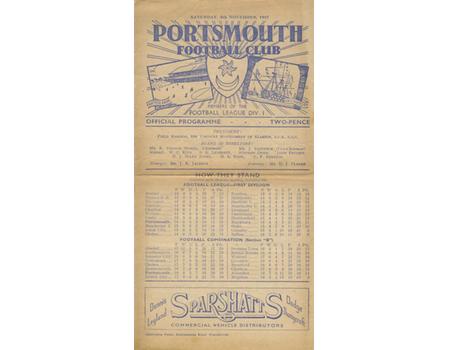 PORTSMOUTH V ASTON VILLA 1947-48 FOOTBALL PROGRAMME