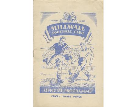 MILLWALL V READING 1950-51 FOOTBALL PROGRAMME