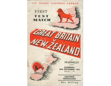 GREAT BRITAIN V NEW ZEALAND 1961 (1ST TEST) RUGBY LEAGUE PROGRAMME