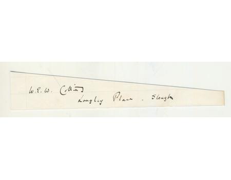 W.E.W. COLLINS CRICKET AUTOGRAPH