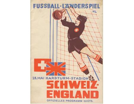 SWITZERLAND V ENGLAND 1952 FOOTBALL PROGRAMME