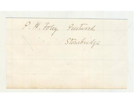 PAUL HENRY FOLEY (WORCESTERSHIRE) CRICKET AUTOGRAPH