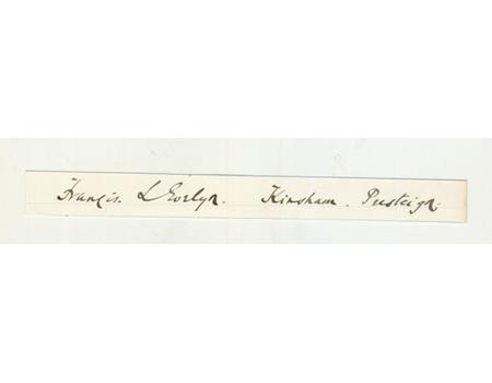 FRANCIS L EVELYN (OXFORD UNIVERSITY & HEREFORDSHIRE) CRICKET AUTOGRAPH