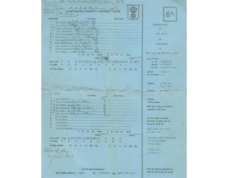 HAMPSHIRE V WEST INDIES 1969 CRICKET SCORECARD