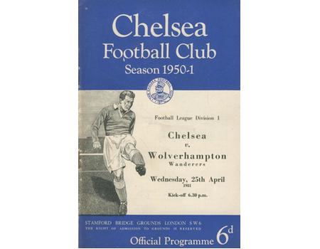 CHELSEA V WOLVERHAMPTON WANDERERS 1950-51 FOOTBALL PROGRAMME