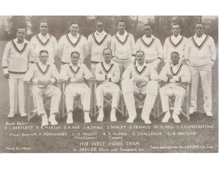 WEST INDIES 1928 CRICKET POSTCARD