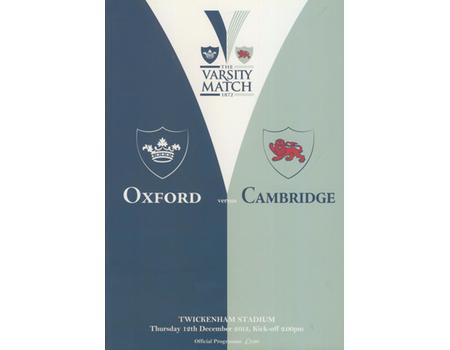 OXFORD V CAMBRIDGE VARSITY MATCH 2013 RUGBY PROGRAMME