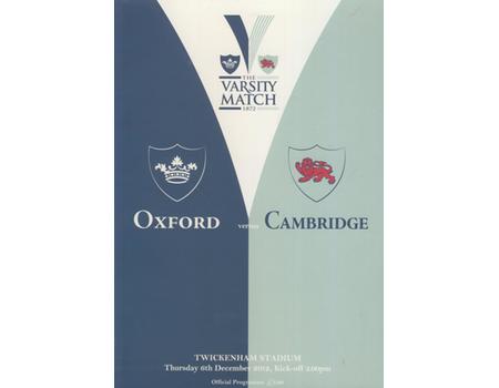 OXFORD V CAMBRIDGE VARSITY MATCH 2012 RUGBY PROGRAMME