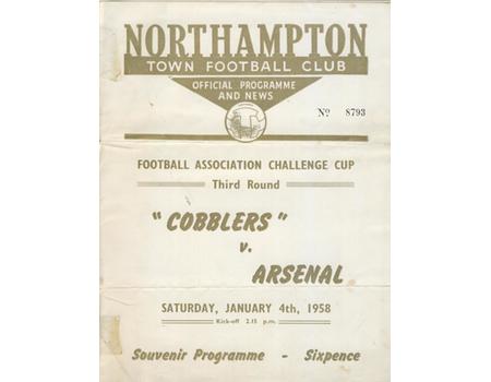 NORTHAMPTON TOWN V ARSENAL 1957-58 SOUVENIR FOOTBALL PROGRAMME