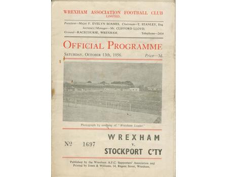 WREXHAM V STOCKPORT COUNTY 1956-57 FOOTBALL PROGRAMME