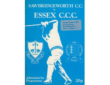 SAWBRIDGEWORTH CC V ESSEX 1976 CRICKET PROGRAMME