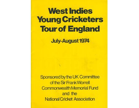 WEST INDIES YOUNG CRICKETERS (TOUR TO ENGLAND) 1974 CRICKET BROCHURE