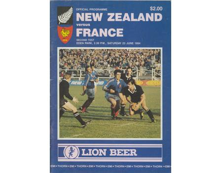 NEW ZEALAND V FRANCE 1984 (2ND TEST) RUGBY PROGRAMME