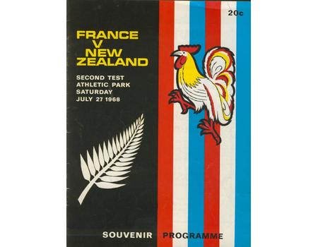 NEW ZEALAND V FRANCE 1968 (2ND TEST) RUGBY PROGRAMME