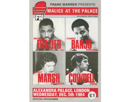 MARVIS FRAZIER V FUNSO BANJO 1984 BOXING PROGRAMME