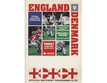 ENGLAND V DENMARK 1990 FOOTBALL PROGRAMME