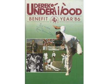 DEREK UNDERWOOD (KENT) 1986 SIGNED CRICKET BENEFIT BROCHURE