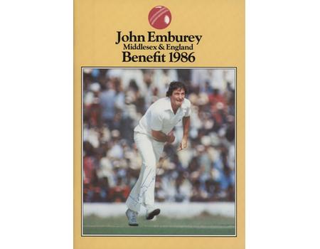 JOHN EMBUREY (MIDDLESEX) 1986 SIGNED CRICKET BENEFIT BROCHURE