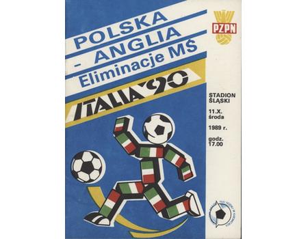 POLAND V ENGLAND 1989 FOOTBALL PROGRAMME